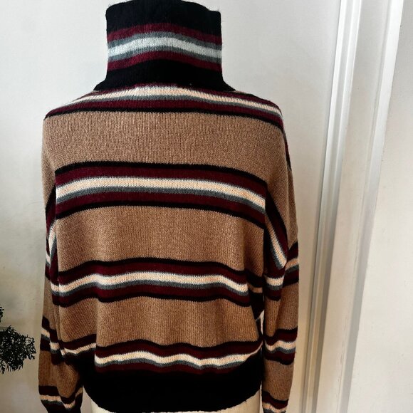 REBECCA MINKOFF  Ella Camel Striped Turtleneck Sweater Size XS - Picture 5 of 8